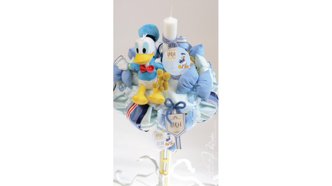 Lumanare de botez baiat cu ratoiul Donald Duck, 65x4cm, Ratoiul Donald  1